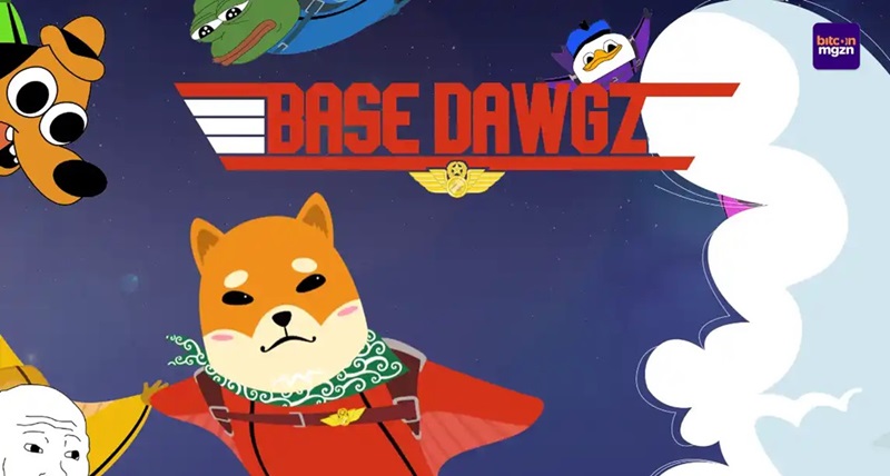 Logo de Base Dawgz junto a un perro y un lobo.