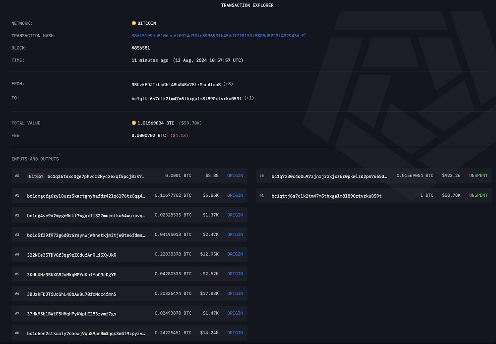 Movimientos ‌desde la‍ presunta wallet de ‌BitGo. Fuente: Arkham Intelligence ⁤– X.